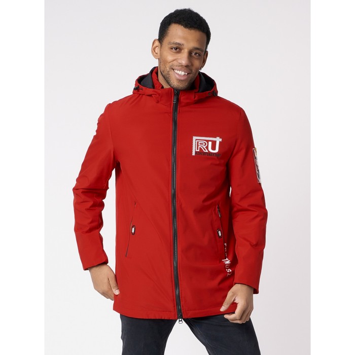 фото Куртка мужская удлиненная с капюшоном красного цвета, размер 54 mtforce