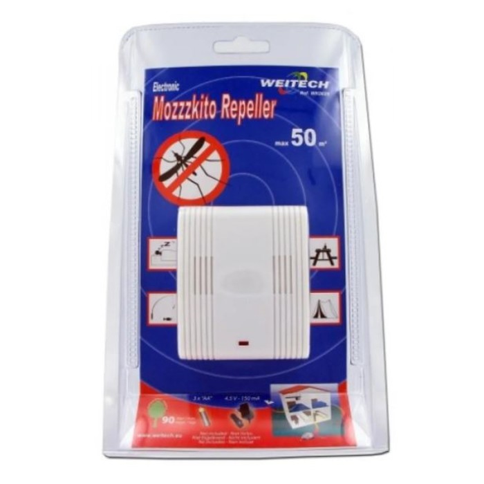 

Отпугиватель комаров Weitech WK-0029, ультразвуковой, до 50м2, 3хАА, белый