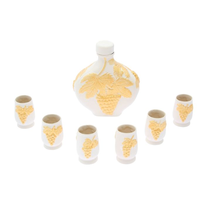 Штоф с рюмками "Виноград", 7 предметов, золото 1,55 л