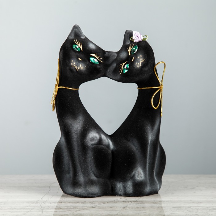 Копилка "Парочка котиков" флок, чёрная