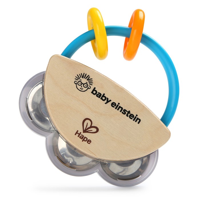 Музыкальная игрушка Hape для малышей, 2в1: бубен и погремушка погремушка бубен для малышей лягушонок 11 5 см