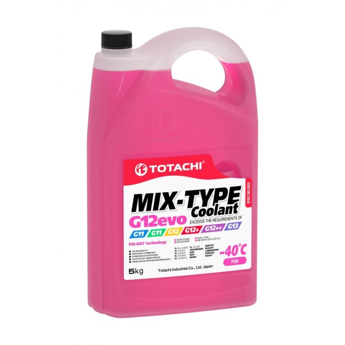 Антифриз Totachi MIX-TYPE COOLANT -40 C, G12evo, розовый, 5 кг антифриз totachi mix type coolant 40 c g12evo розовый 1 кг