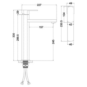 

Смеситель для раковины Melana F610302 STELLO, высокий излив, нержавеющая сталь