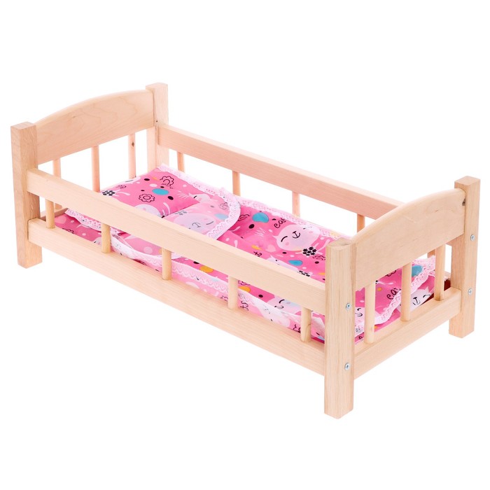 Кроватка кукольная 10 деревянная МИКС