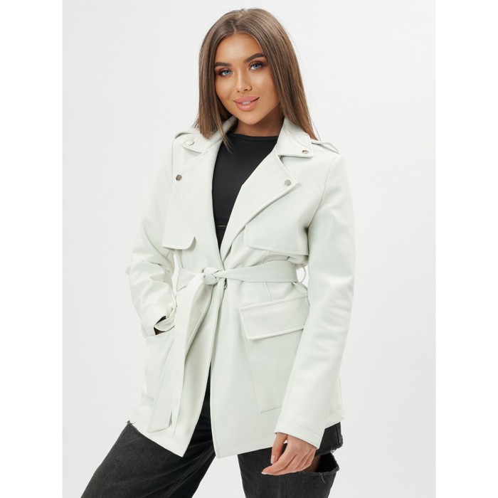 фото Классическая кожаная куртка женская белого цвета, размер 42 mtforce
