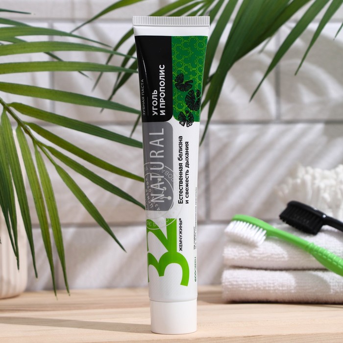 

Паста зубная Natural 32 Жемчужины, уголь и прополис, 100 г