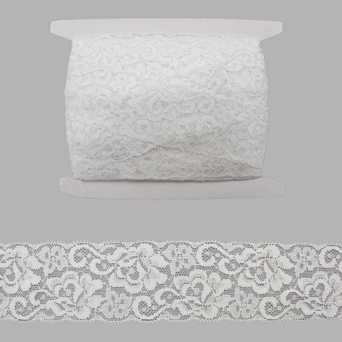 

Кружево эластичное, LAEC7021, 50 мм/20 м (белый)