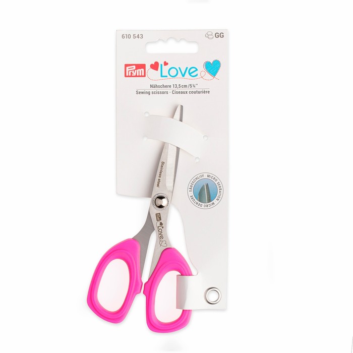 Ножницы для шитья Love, 13,5 cм, ярко-розовый