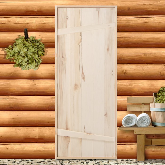 Дверной блок для бани, 170×70см, из осины, на клиньях, массив, "Добропаровъ"
