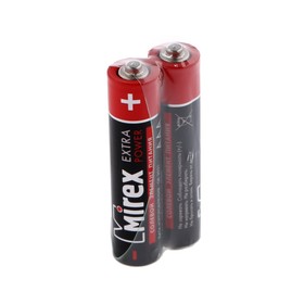 Батарейка солевая Mirex, AAA, R03-2S, 1.5В, спайка, 2 шт. Ош