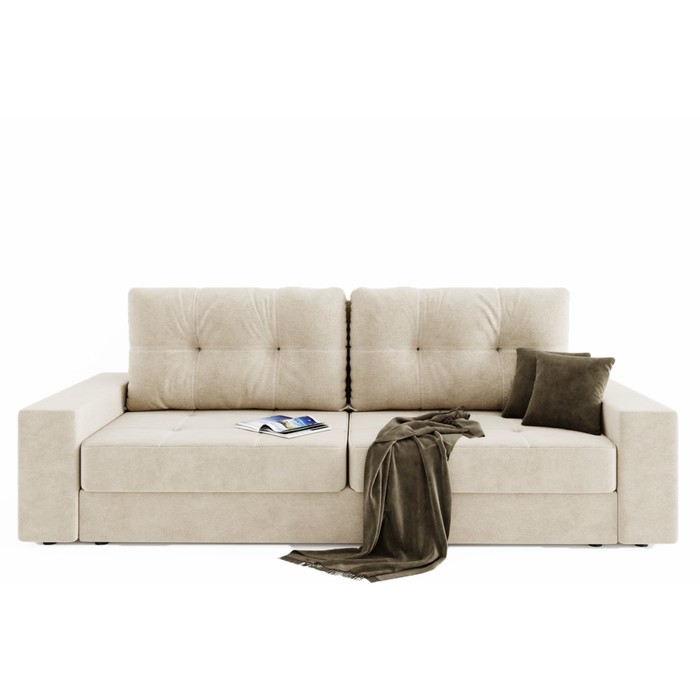 Прямой диван «Талисман 1», механизм пантограф, велюр, цвет селфи 01 / селфи 03
