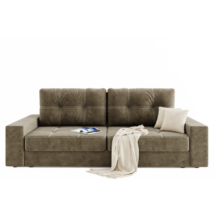 Прямой диван «Талисман 1», механизм пантограф, велюр, цвет селфи 03 / селфи 01