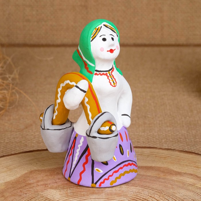 Сувенир «Баба с ведрами», 8×7×13 см, каргопольская игрушка