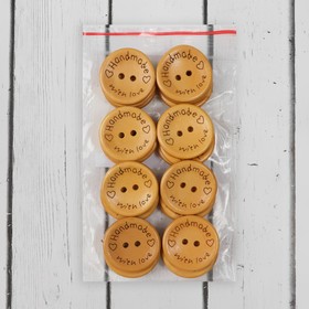 

Нашивка из дерева «Hand made with love», 2 прокола, d = 24 мм, цвет жёлтый