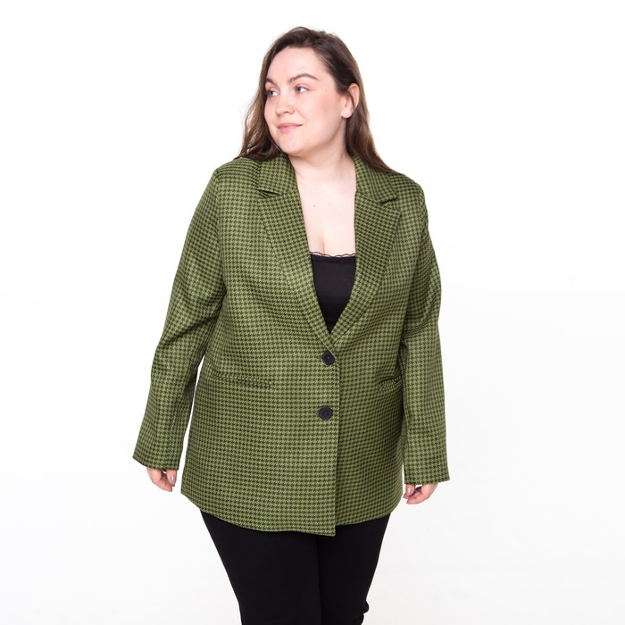 Пиджак женский, цвет зеленый, гусиная лапка, размер 50 пиджак женский цвет зеленый гусиная лапка размер 54