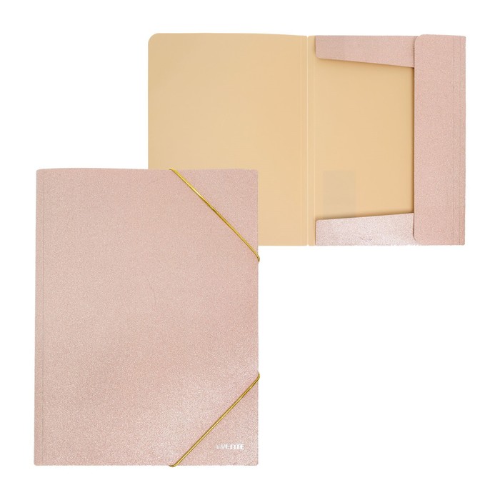 Папка на резинке А4 deVENTE Glitter Shine, 400 мкм, фактура с блёстками, сверкающая розовая