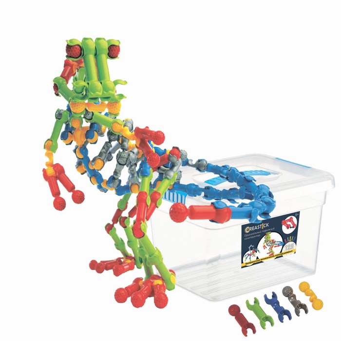 фото Конструктор creastick, многовариантный, с подвижными соединениями, 125 деталей, контейнер trinity toys