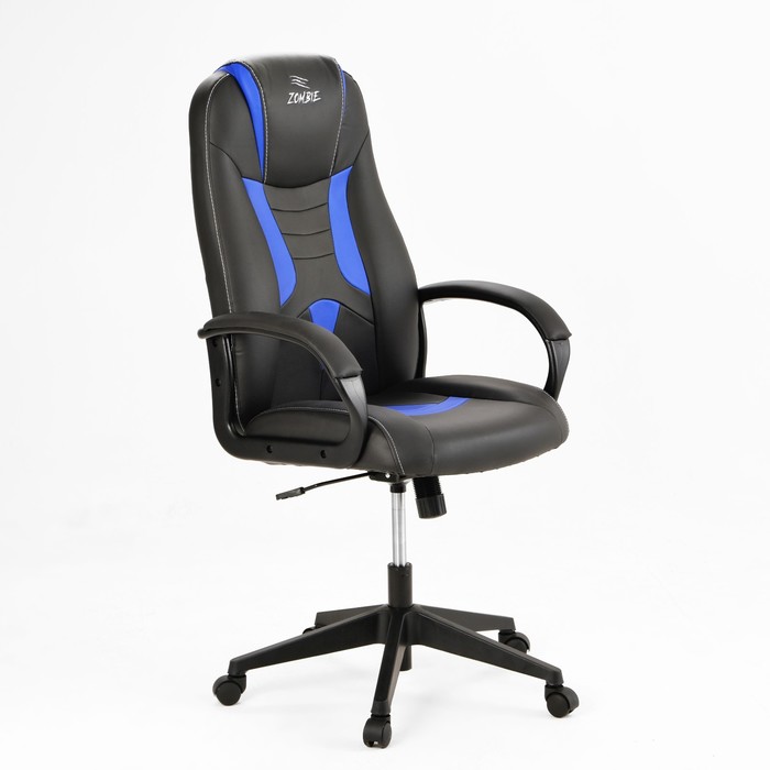 Кресло игровое Zombie 8 черный/синий, эко.кожа, крестовина пластик кресло zombie 8 эко кожа черный синий