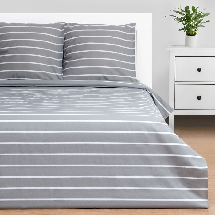 Постельное бельё Этель 1.5сп Gray stripes 143х215см,150х214см,70х70см-2 шт, 100% хлопок,поплин