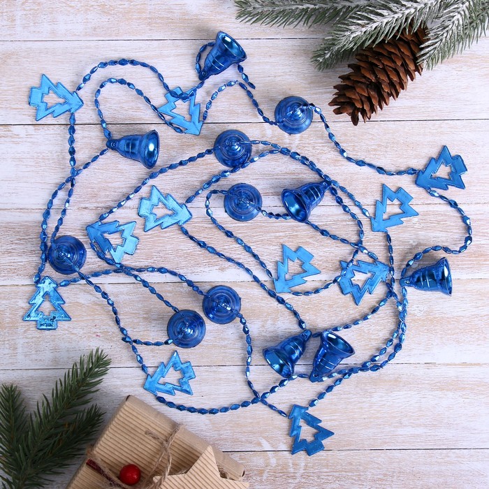 Бусы на ёлку "Колокольчики с ёлками" микс