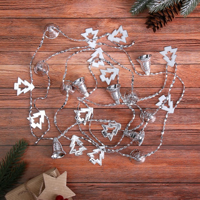 Бусы на ёлку "Колокольчики с ёлками" микс