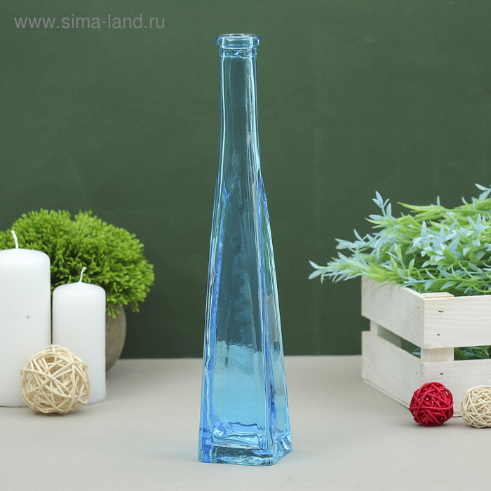 

Ваза "Стрелка" четырехгранная, голубая 29х5,5х5,5см, 0,2л
