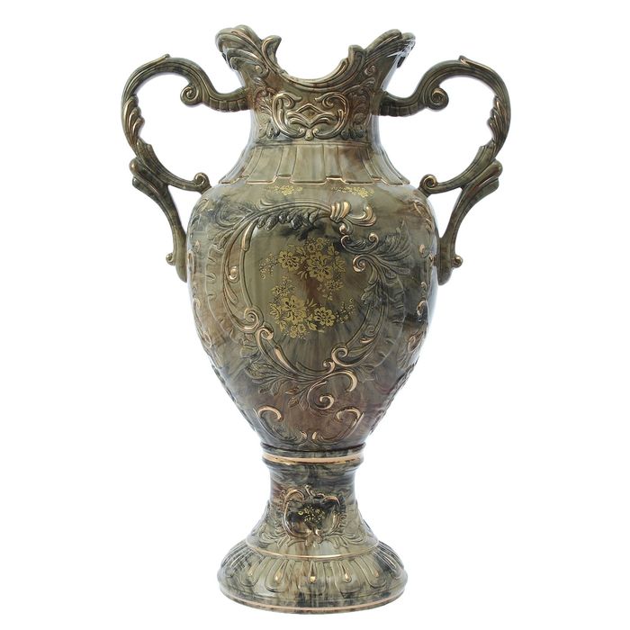 Ваза напольная форма "Астория" роспись малахит коричневый