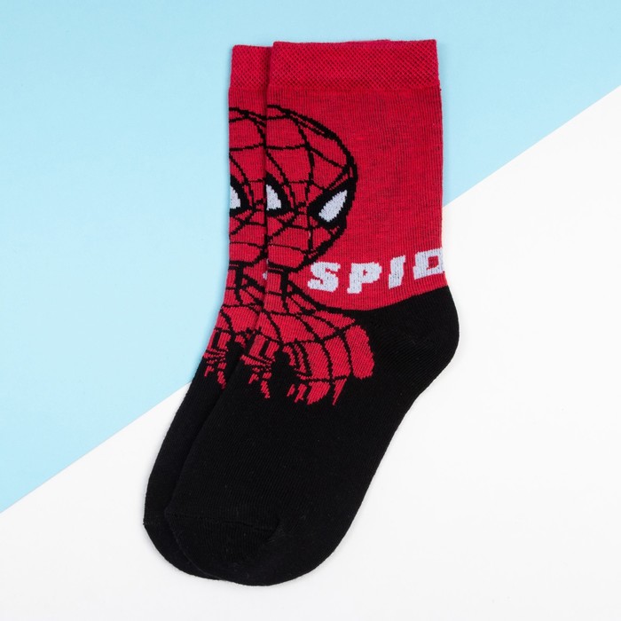 Носки «Человек-паук», MARVEL, цвет чёрный, 18-20 см