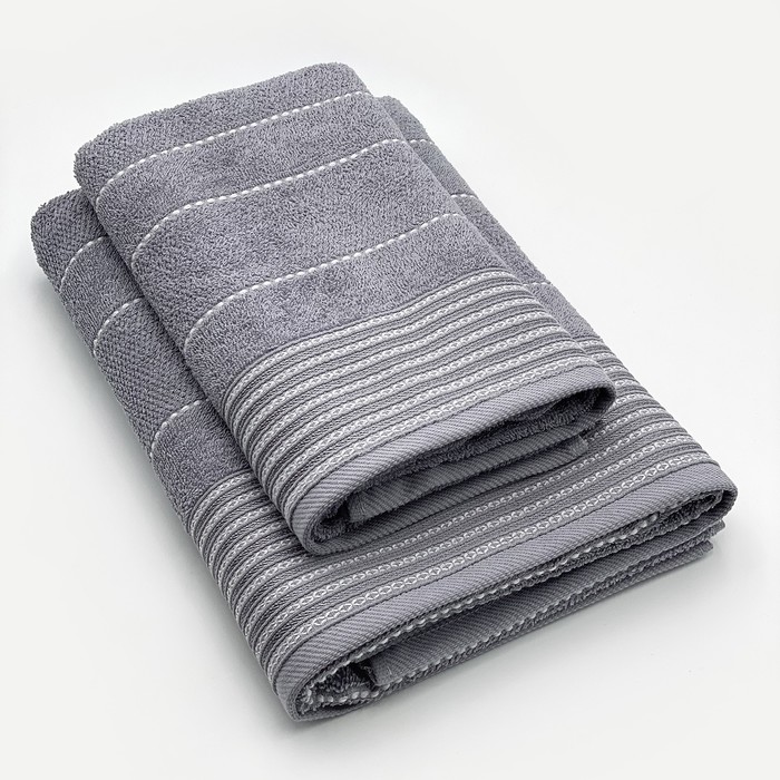 фото Полотенце махровое 70х130см, скиф, цвет серый, 450г/м, хл 100% премьер текстиль