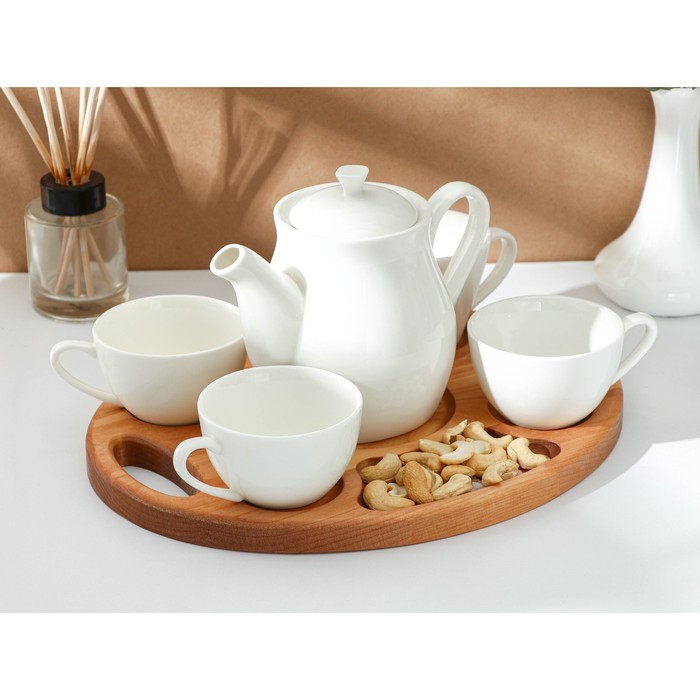 фото Поднос для чая на 4 персоны adelica, 32×26×1,8 см, массив берёзы, пропитано минеральным маслом