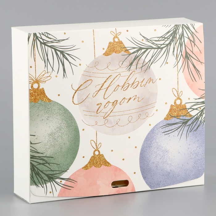Коробка складная двухсторонняя «Новогодние шары», 20 × 18 × 5 см, БЕЗ ЛЕНТЫ коробка складная двухсторонняя мужская 20 × 18 × 5 см