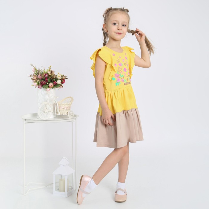 Платье для девочки, цвет лимонный, рост 122 см