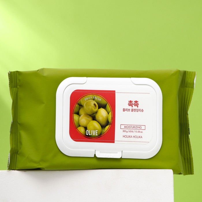 Cалфетки для удаления макияжа "Daily Fresh Olive Cleansing Tissue", 60 шт