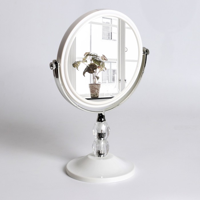 купить Зеркало настольное, круглое, d=17см, двустороннее, с увеличением, цвет белый
