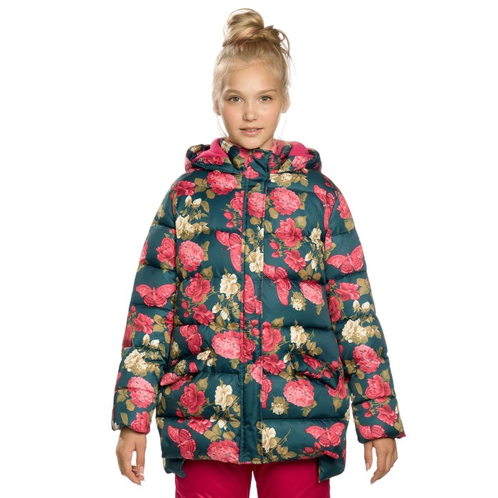 Куртка для девочек, рост 140 см, цвет изумрудный