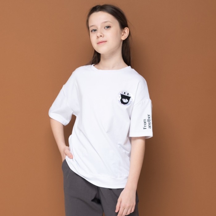 Футболка для девочек, рост 152 см, цвет белый футболка для девочек рост 152 см цвет песочный