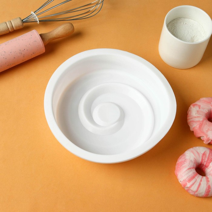 Форма для выпечки и муссовых десертов KONFINETTA «Круговорот», 20×5 см, цвет белый