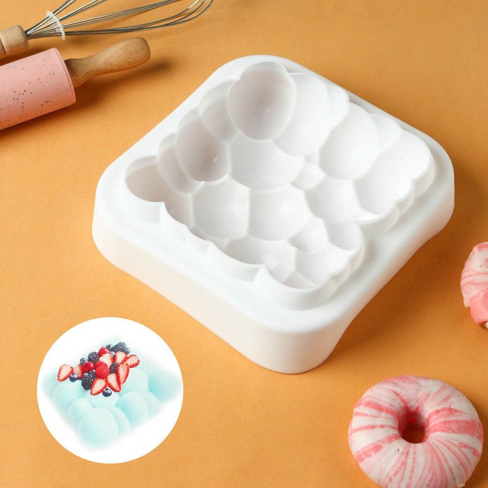 Форма для выпечки и муссовых десертов KONFINETTA «Воздушные пузыри», 20×5,5 см, цвет белый