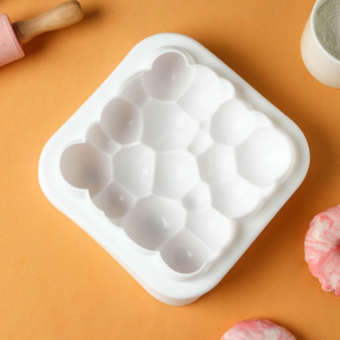 Форма для выпечки и муссовых десертов KONFINETTA «Воздушные пузыри», 20×5,5 см, цвет белый