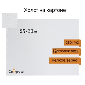 Холст на картоне Calligrata, хлопок 100%, 25 х 30 см, 3 мм, акриловый грунт, мелкое зерно, 280 г/м2