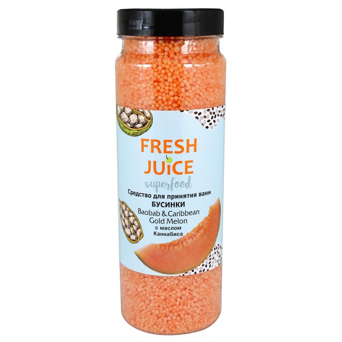 Средство для ванн Fresh Juice Бусинки Superfood Baobab & Caribbean Gold Melon, 450 г