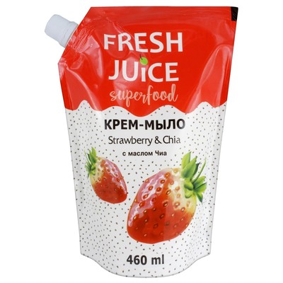 Крем-мыло Fresh Juice Superfood Strawberry & Chia, дой-пак, 460 мл