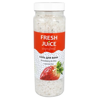 Соль для ванн Fresh Juice Superfood Strawberry & Chia, 700 г