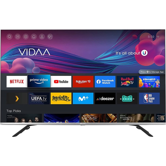 фото Телевизор hisense 55e76gq, 55", 3840x2160, dvb-t2/c/s2, hdmi 3, usb 2, smarttv, чёрный