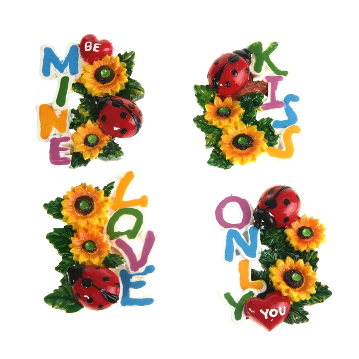 Магнит "Божьи коровки с надписями", МИКС