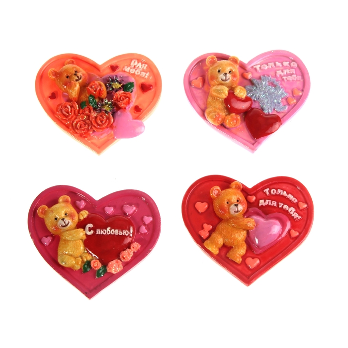 Магнит "Мишки на сердечках", МИКС