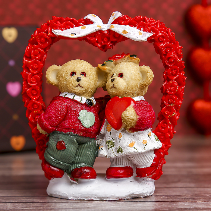 Сувенир "Мишки в арке из роз", МИКС