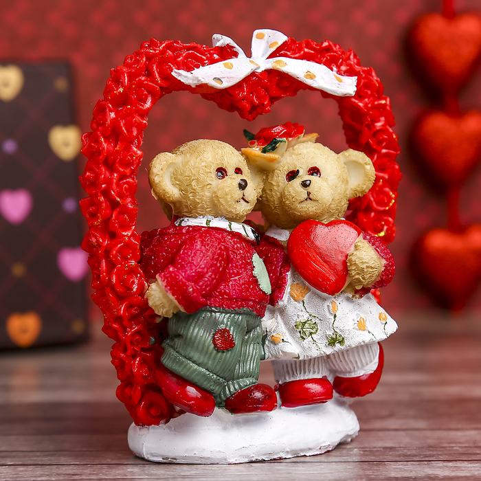 Сувенир "Мишки в арке из роз", МИКС