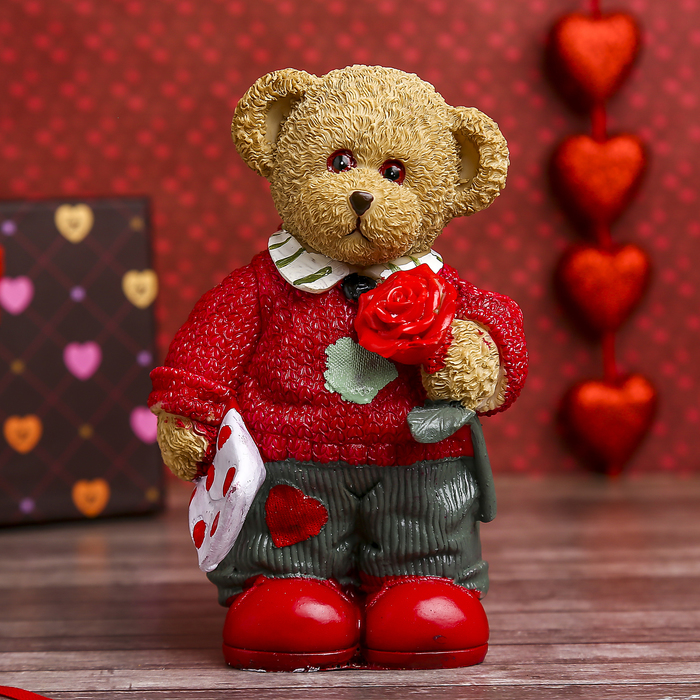 Сувенир "Мишки в кофточке с розами, нарядные", МИКС