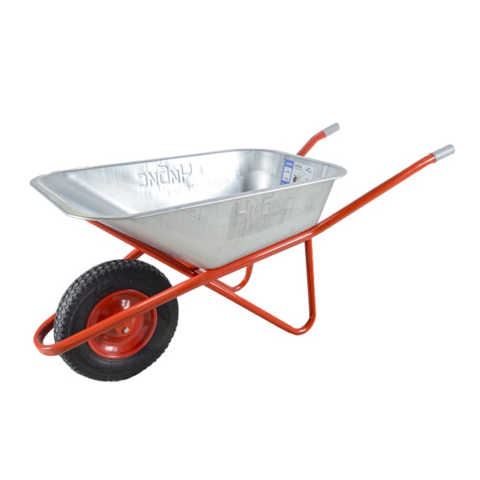 фото Тачка строительная усилен., одноколёсная: груз/п 200 кг, объём 110 л, пневмокол 4.00-8, кузов 0,8 мм